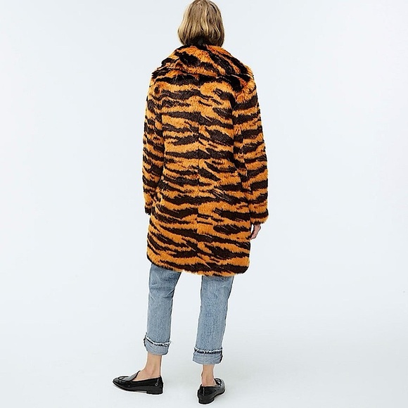 J. Crew Collection Tiger Faux Fur Coat in Caramel Black - Picture 3 of 16